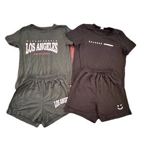 Boys SHEIN Outfits Lot Of 4 Size 4t Black And Green Matching Shorts Shirts